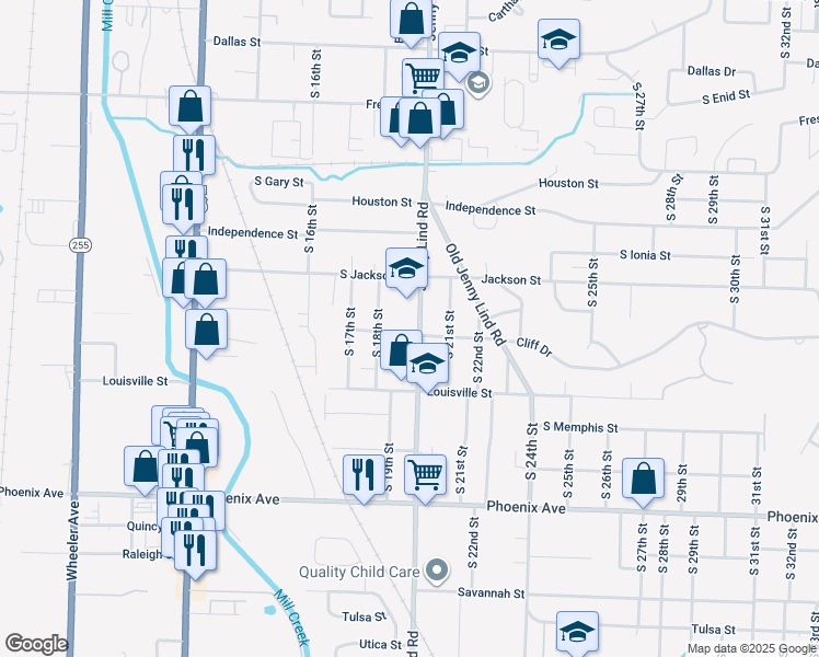 map of restaurants, bars, coffee shops, grocery stores, and more near 3928 Jenny Lind Road in Fort Smith
