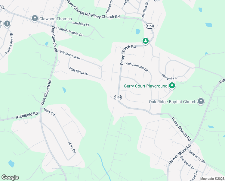 map of restaurants, bars, coffee shops, grocery stores, and more near 1302 Piney Church Road in Concord