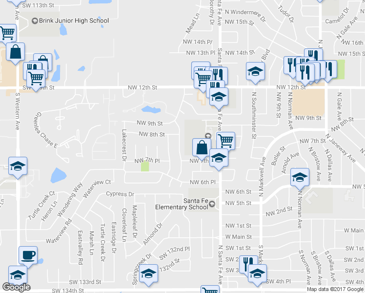 map of restaurants, bars, coffee shops, grocery stores, and more near 832 North Robinson Avenue in Oklahoma City