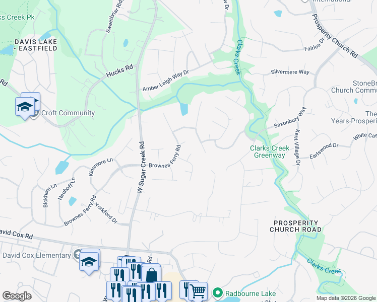 map of restaurants, bars, coffee shops, grocery stores, and more near 3506 Twelvestone Court in Charlotte