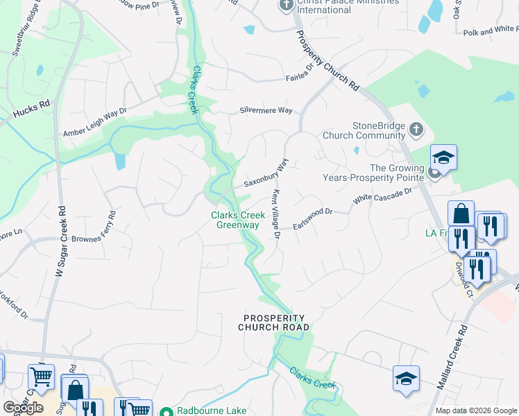 map of restaurants, bars, coffee shops, grocery stores, and more near 4326 Hazlitt Court in Charlotte