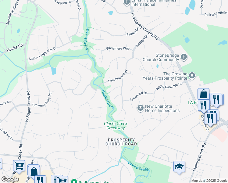 map of restaurants, bars, coffee shops, grocery stores, and more near 4326 Hazlitt Court in Charlotte