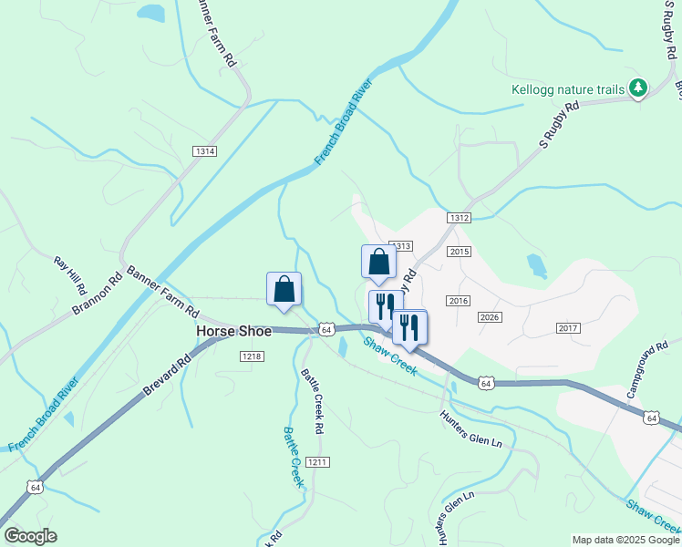 map of restaurants, bars, coffee shops, grocery stores, and more near 198 Old Barn Road in Hendersonville