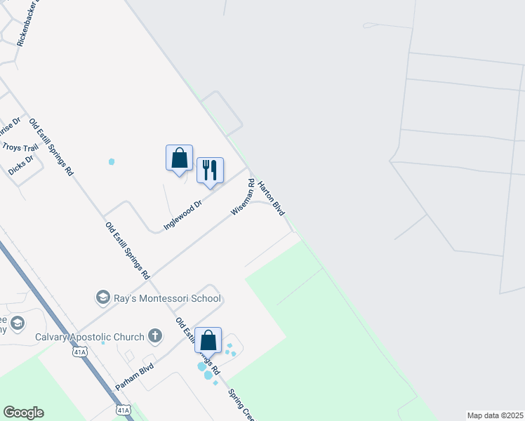 map of restaurants, bars, coffee shops, grocery stores, and more near 1600 Harton Boulevard in Tullahoma