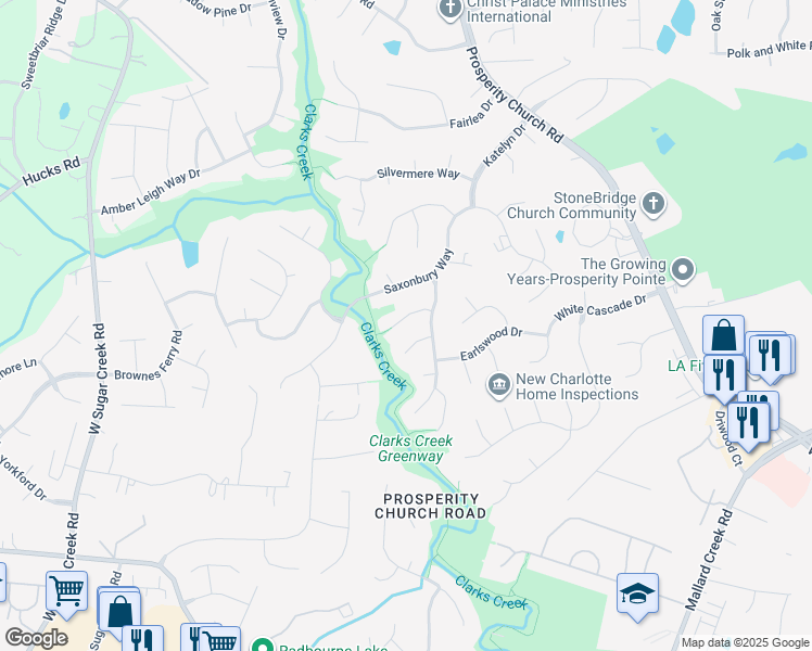 map of restaurants, bars, coffee shops, grocery stores, and more near 4326 Hazlitt Court in Charlotte