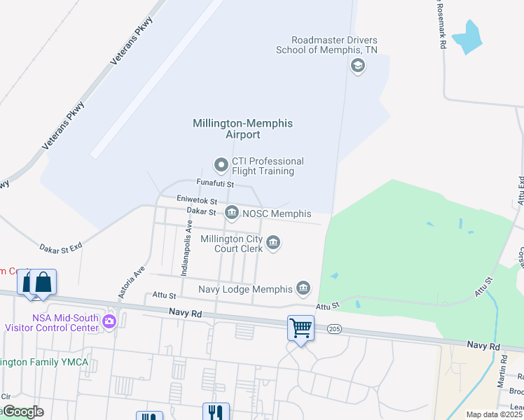 map of restaurants, bars, coffee shops, grocery stores, and more near 1310 Memphis Avenue in Millington