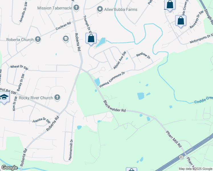 map of restaurants, bars, coffee shops, grocery stores, and more near 3326 Hawick Commons Drive in Concord