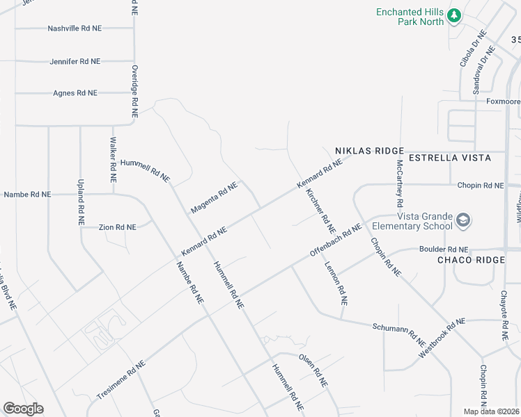 map of restaurants, bars, coffee shops, grocery stores, and more near Kennard Road Northeast in Rio Rancho