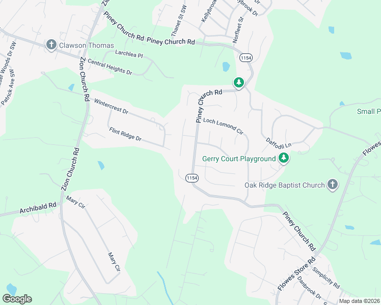 map of restaurants, bars, coffee shops, grocery stores, and more near 1216 Piney Church Road in Concord