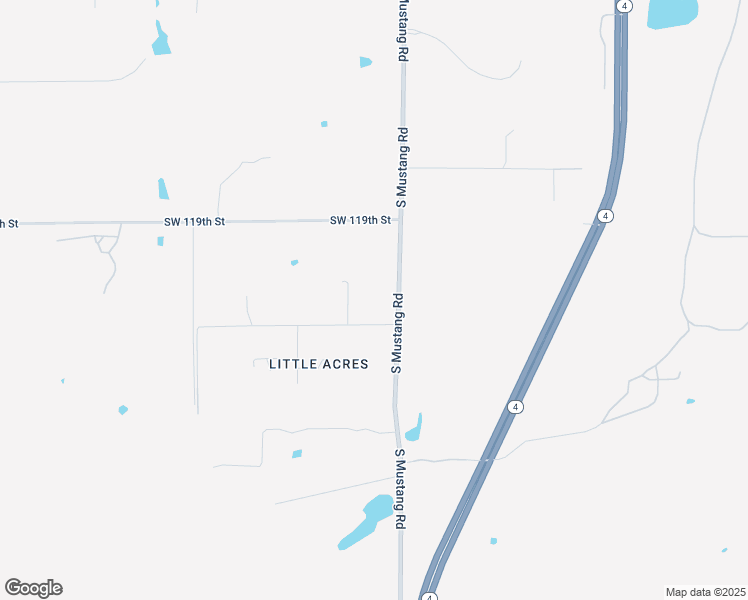 map of restaurants, bars, coffee shops, grocery stores, and more near 12301 South Mustang Road in Mustang