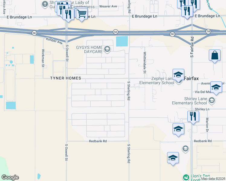 map of restaurants, bars, coffee shops, grocery stores, and more near 5419 La Pinta Maria Drive in Bakersfield