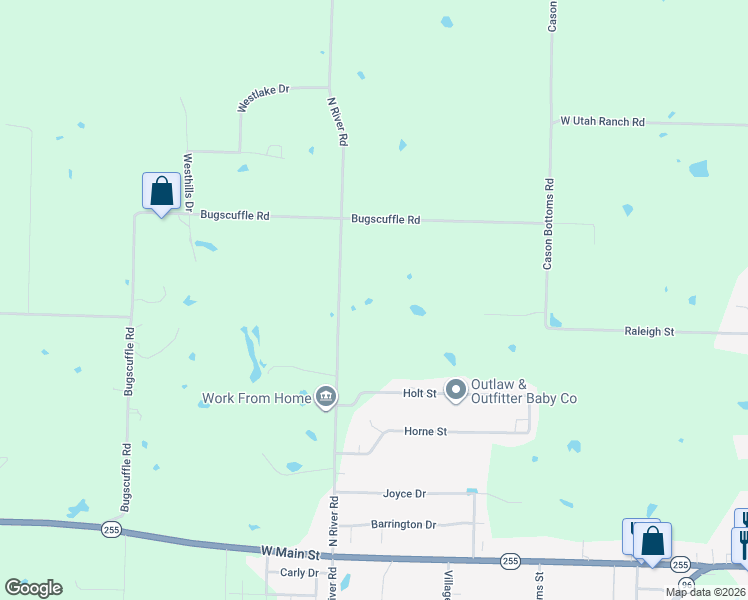 map of restaurants, bars, coffee shops, grocery stores, and more near 1604 North River Road in Lavaca