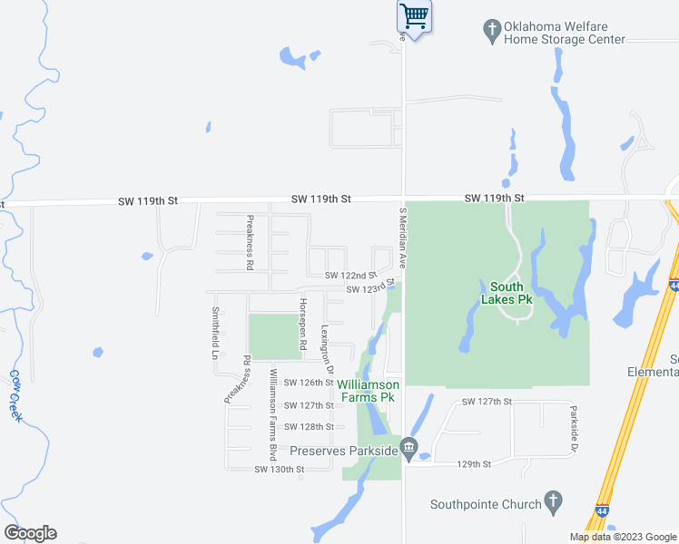 map of restaurants, bars, coffee shops, grocery stores, and more near 12221 Biltmore Drive in Oklahoma City