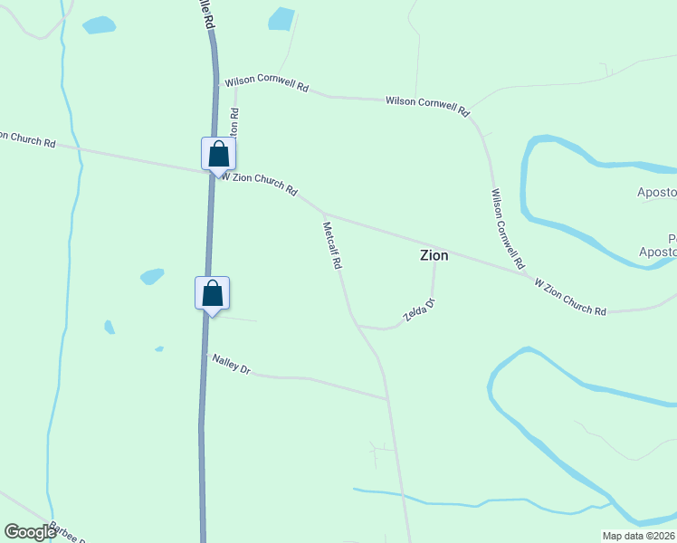 map of restaurants, bars, coffee shops, grocery stores, and more near 1932 Metcalf Road in Shelby