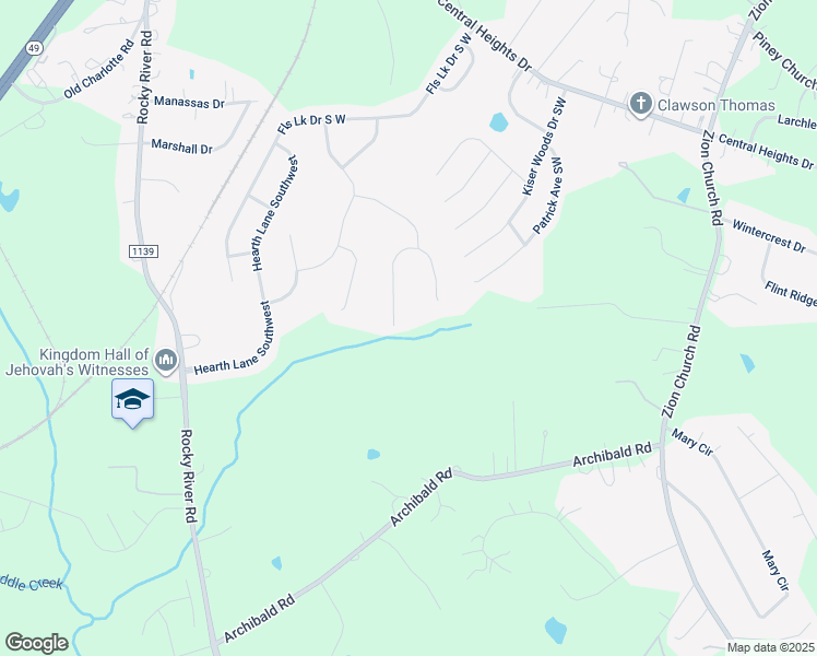 map of restaurants, bars, coffee shops, grocery stores, and more near 1058 Matchstick Place Southwest in Concord