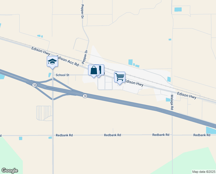 map of restaurants, bars, coffee shops, grocery stores, and more near 1009 Jacober Avenue in Bakersfield