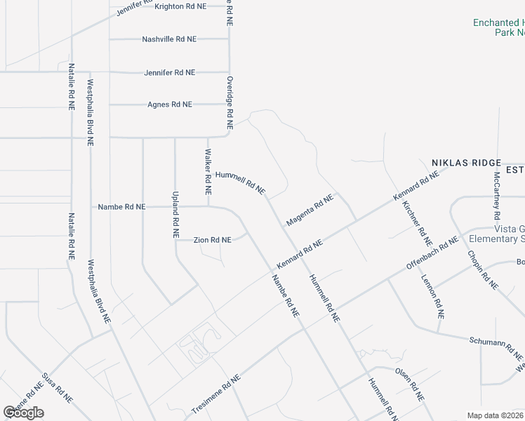 map of restaurants, bars, coffee shops, grocery stores, and more near 5203 Nambe Road Northeast in Rio Rancho