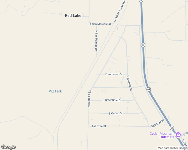 map of restaurants, bars, coffee shops, grocery stores, and more near 6298 North Santa Fe Road in Williams