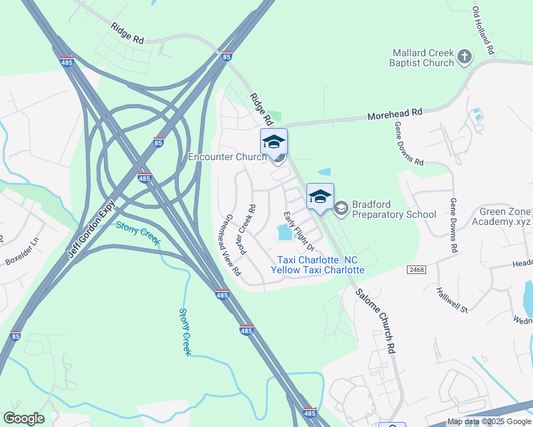 map of restaurants, bars, coffee shops, grocery stores, and more near 2705 Gosling Terrace Road in Charlotte