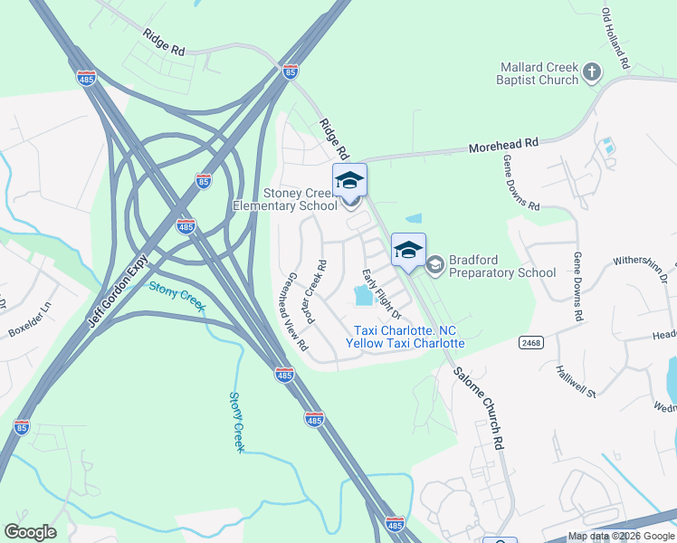 map of restaurants, bars, coffee shops, grocery stores, and more near 2708 Gosling Terrace Road in Charlotte