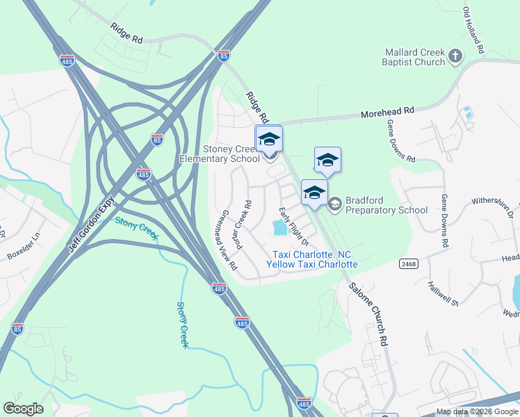 map of restaurants, bars, coffee shops, grocery stores, and more near 2708 Gosling Terrace Road in Charlotte