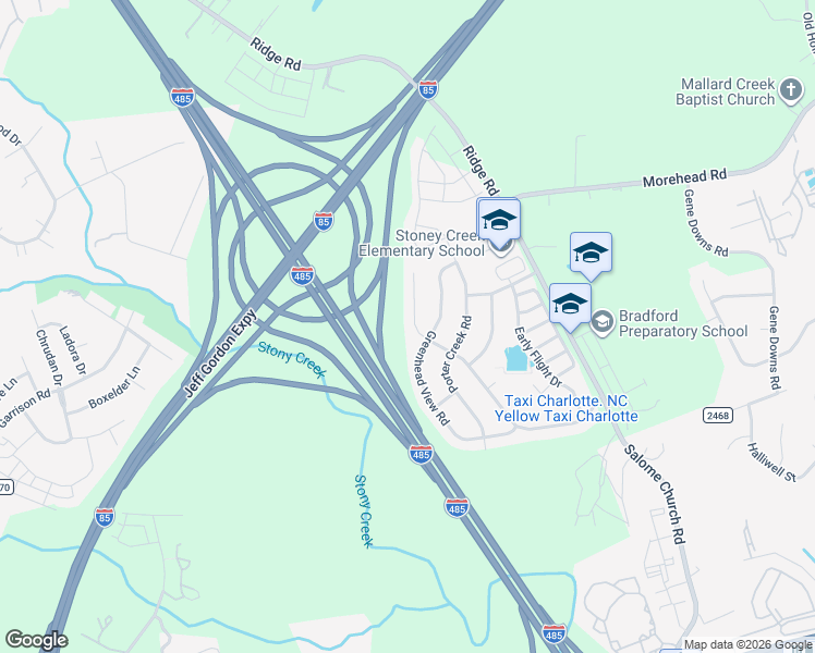 map of restaurants, bars, coffee shops, grocery stores, and more near 13519 Mallard Lake Road in Charlotte