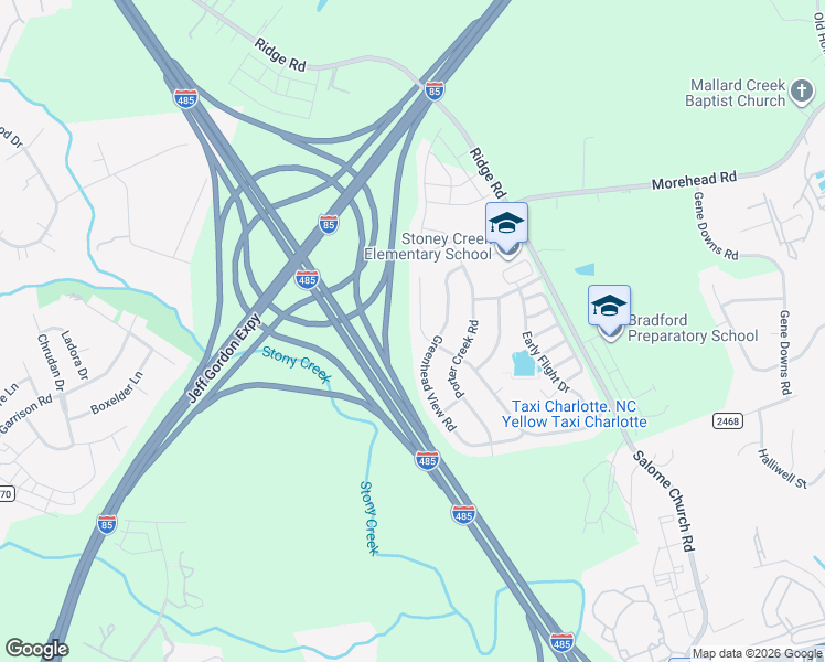 map of restaurants, bars, coffee shops, grocery stores, and more near 13519 Mallard Lake Road in Charlotte