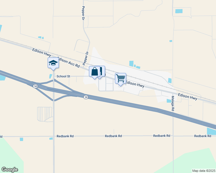 map of restaurants, bars, coffee shops, grocery stores, and more near 1009 Jacober Avenue in Bakersfield