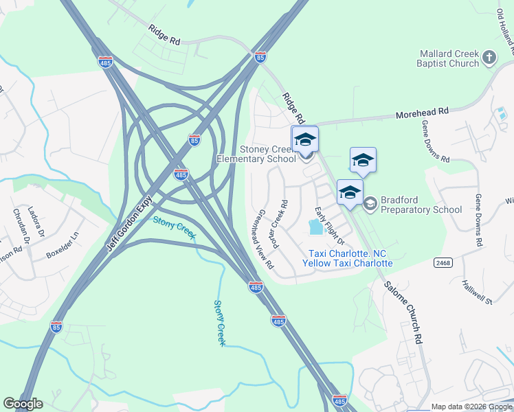 map of restaurants, bars, coffee shops, grocery stores, and more near 13519 Mallard Lake Road in Charlotte
