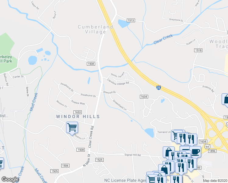 map of restaurants, bars, coffee shops, grocery stores, and more near 115 Atwood Drive in Hendersonville