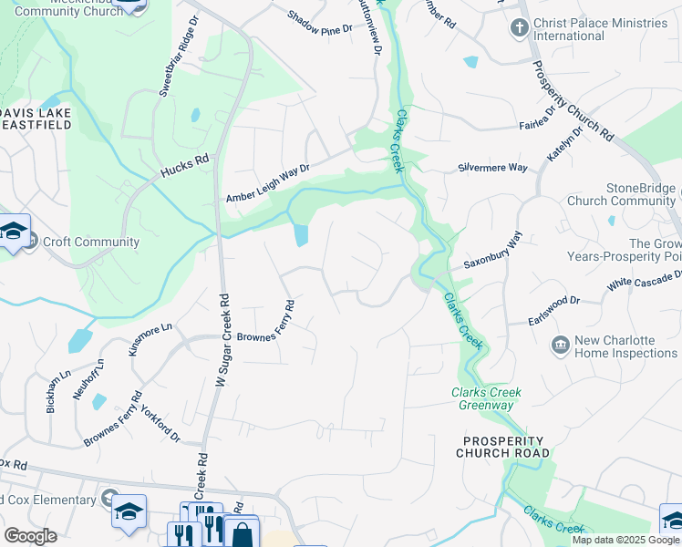 map of restaurants, bars, coffee shops, grocery stores, and more near 3400 Uphill Court in Charlotte