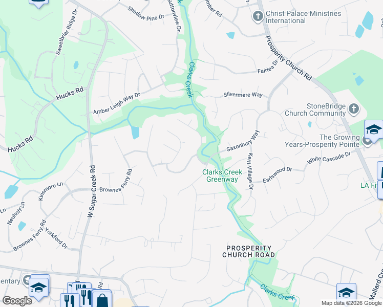 map of restaurants, bars, coffee shops, grocery stores, and more near 4500 Appley Mead Lane in Charlotte