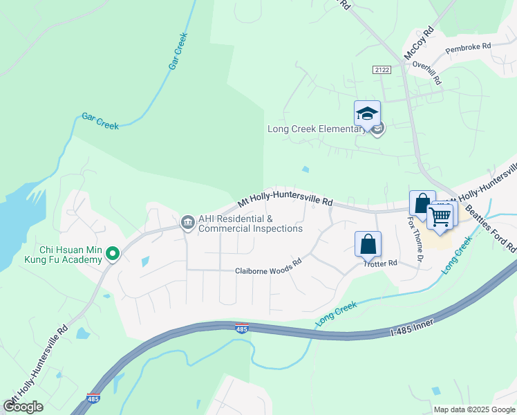 map of restaurants, bars, coffee shops, grocery stores, and more near 6602 Riva Ridge Court in Charlotte