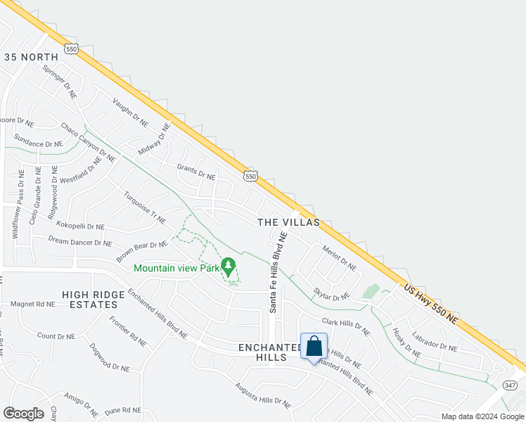 map of restaurants, bars, coffee shops, grocery stores, and more near 5234 Aztec Court Northeast in Rio Rancho