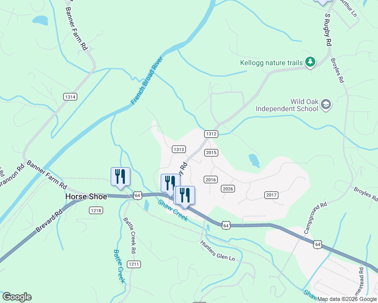 map of restaurants, bars, coffee shops, grocery stores, and more near 6 Nelson Road in Hendersonville