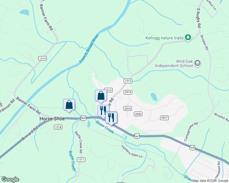 map of restaurants, bars, coffee shops, grocery stores, and more near 6 Nelson Rd in Hendersonville