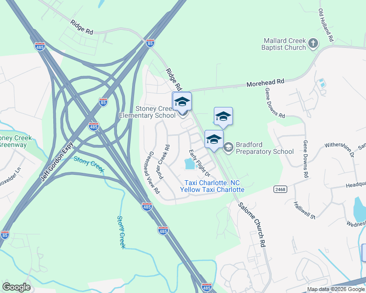 map of restaurants, bars, coffee shops, grocery stores, and more near 2708 Gosling Terrace Road in Charlotte