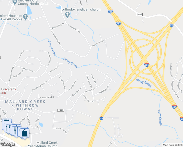 map of restaurants, bars, coffee shops, grocery stores, and more near in Charlotte