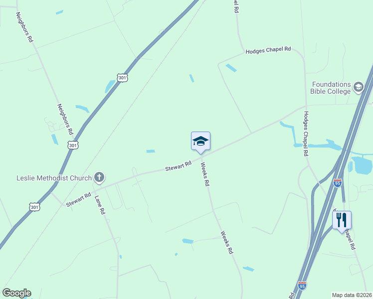 map of restaurants, bars, coffee shops, grocery stores, and more near 747 Stewart Road in Dunn