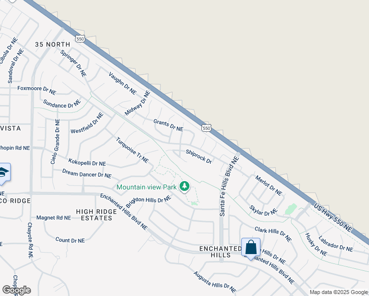 map of restaurants, bars, coffee shops, grocery stores, and more near 6515 Shiprock Drive Northeast in Rio Rancho