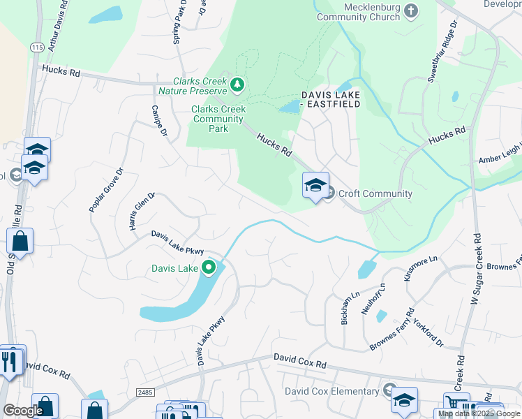 map of restaurants, bars, coffee shops, grocery stores, and more near 4800 Canipe Drive in Charlotte