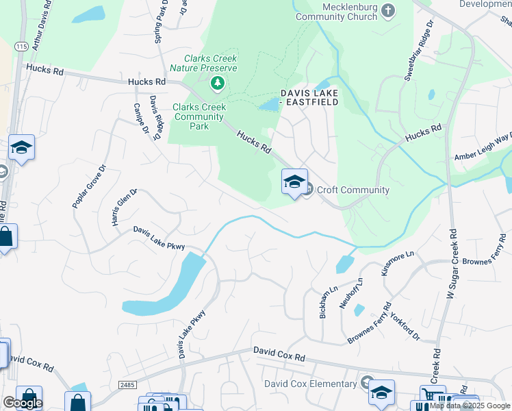 map of restaurants, bars, coffee shops, grocery stores, and more near 4827 Canipe Drive in Charlotte