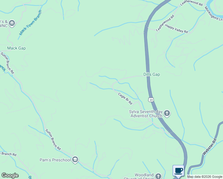 map of restaurants, bars, coffee shops, grocery stores, and more near 362 Cagle Branch Road in Sylva
