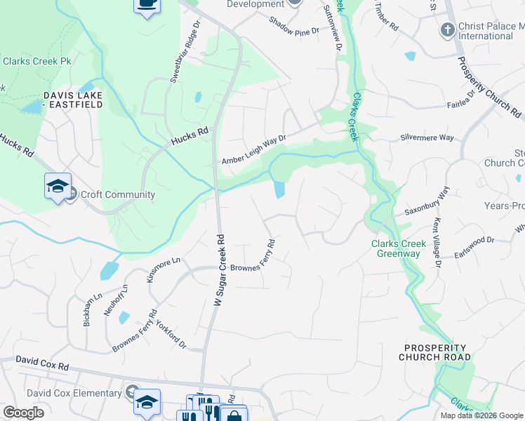 map of restaurants, bars, coffee shops, grocery stores, and more near 3400 Brownes Ferry Road in Charlotte