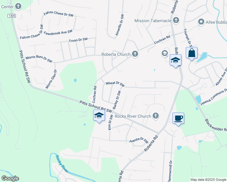 map of restaurants, bars, coffee shops, grocery stores, and more near 4259 Millet Street Southwest in Concord