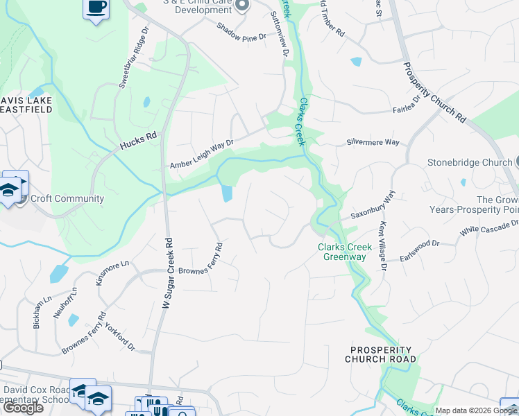 map of restaurants, bars, coffee shops, grocery stores, and more near 3221 Brownes Creek Road in Charlotte