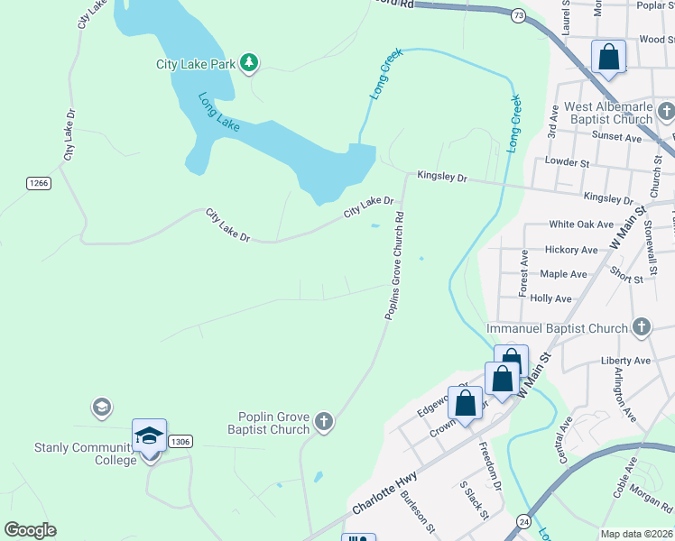 map of restaurants, bars, coffee shops, grocery stores, and more near 507 Azure Avenue in Albemarle