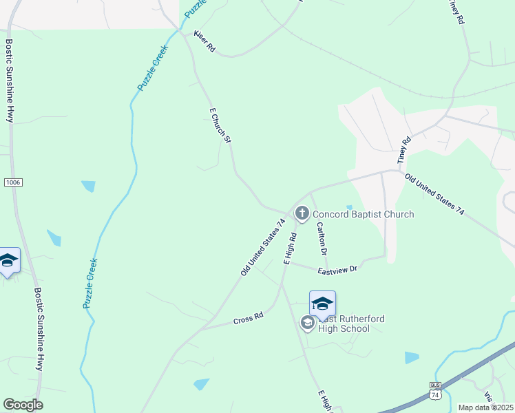 map of restaurants, bars, coffee shops, grocery stores, and more near 820 East Church Street in Bostic