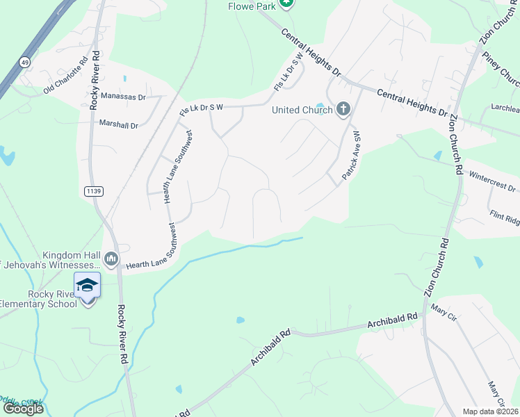 map of restaurants, bars, coffee shops, grocery stores, and more near 1078 Matchstick Place Southwest in Concord