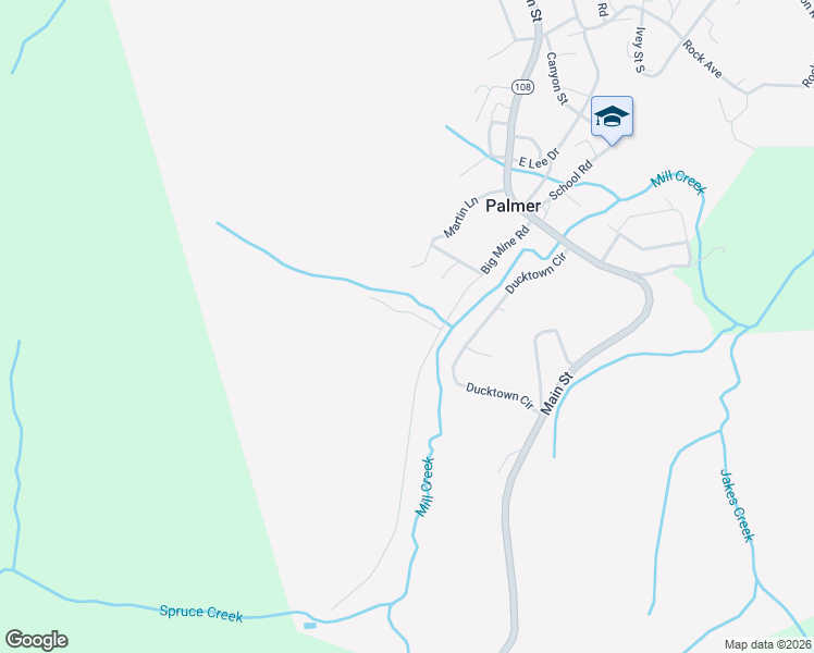 map of restaurants, bars, coffee shops, grocery stores, and more near 61 Nunley Street in Palmer